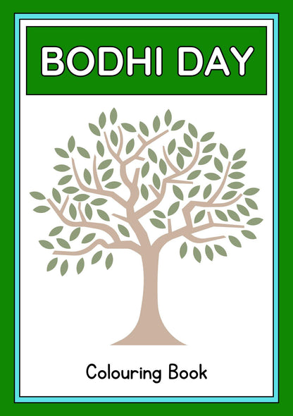 Cover of the Bodhi Day Digital Colouring Book featuring a tree illustration and the title.