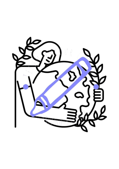 Page from a technicolour corner digital colouring book on earth day