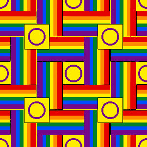 Colorful geometric pattern with squares and circles on a multicolored background