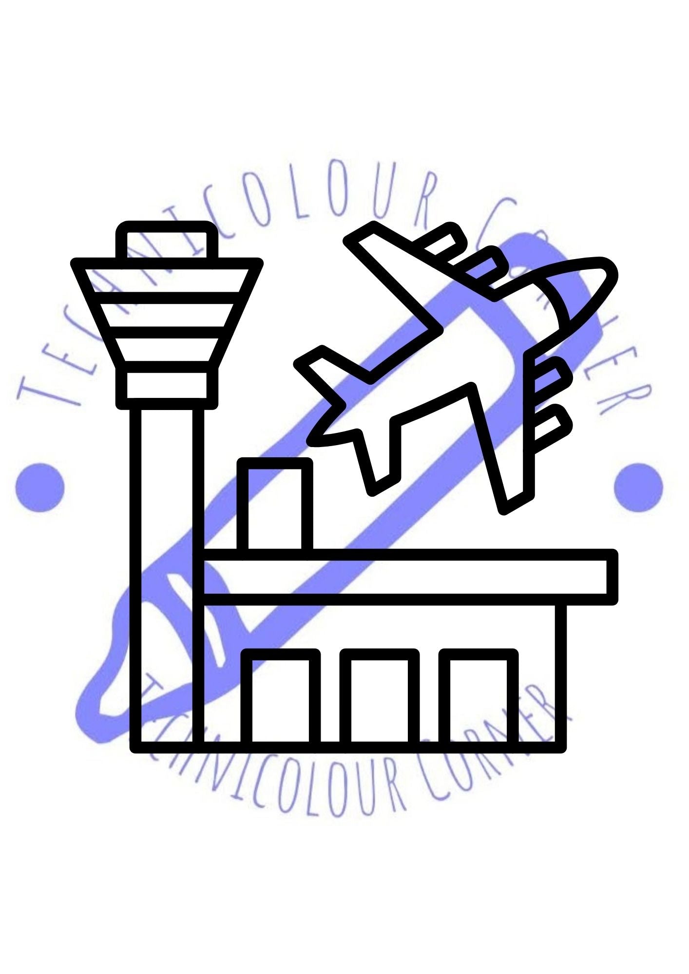 an airport colouring page