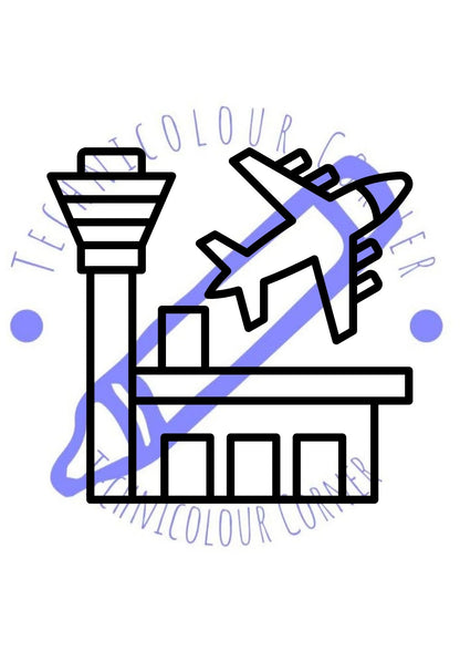 an airport colouring page