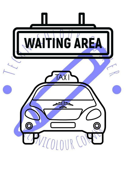 waiting area airport taxi colouring page