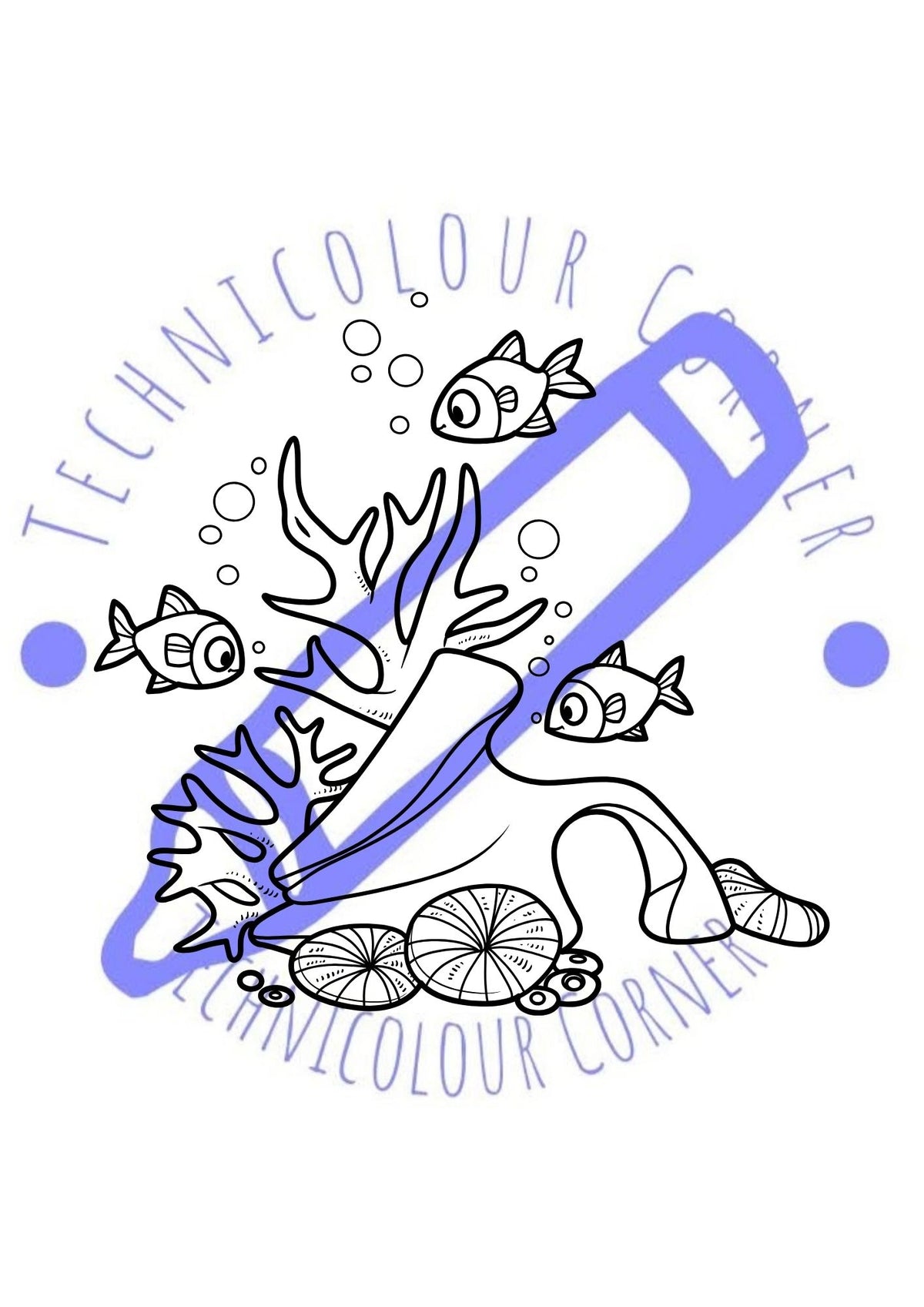 coral and fish colouring page