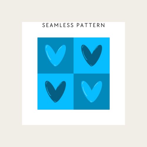 Seamless pattern with blue hearts on a blue background