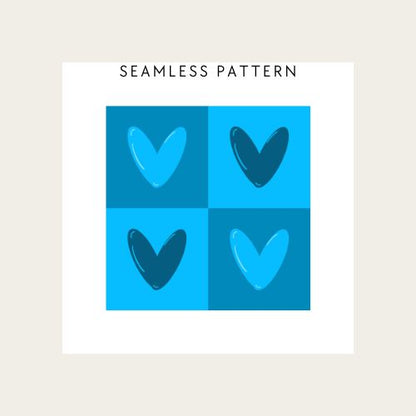 Seamless pattern with blue hearts on a blue background
