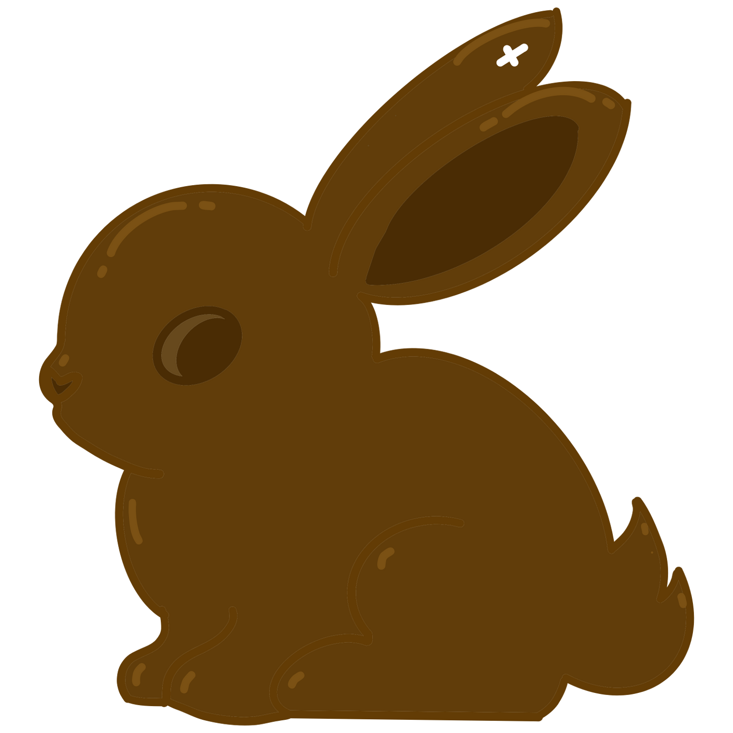 chocolate easter bunny cartoon rabbit gift tag on a white background