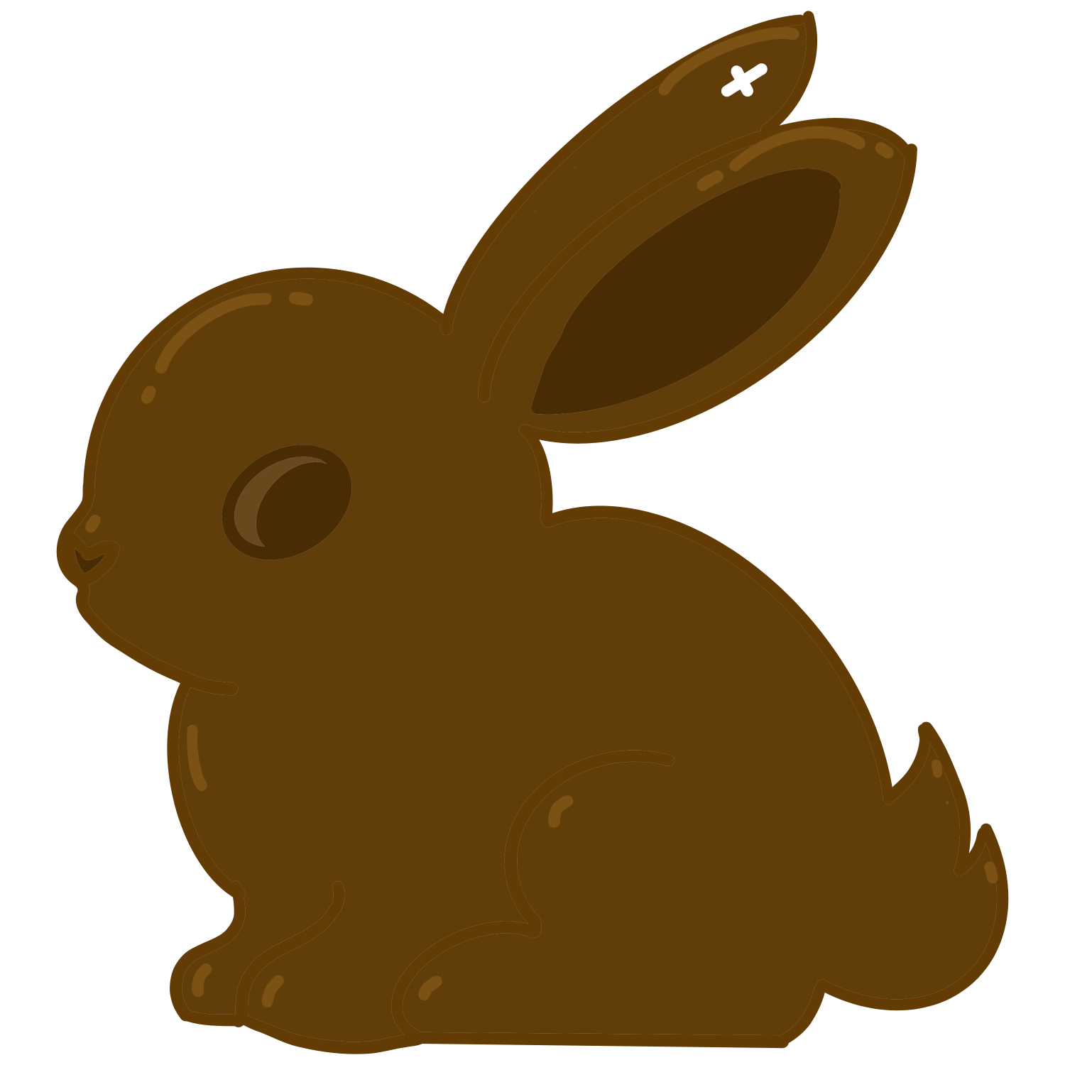 chocolate easter bunny cartoon rabbit gift tag on a white background