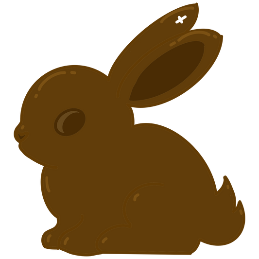 chocolate easter bunny cartoon rabbit gift tag on a white background