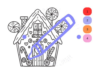 colour by number gingerbread house