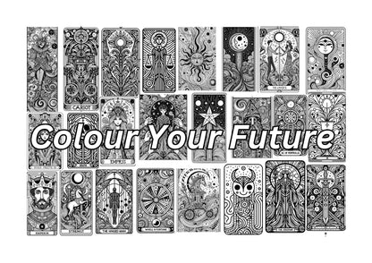 a page of tarot card colouring page
