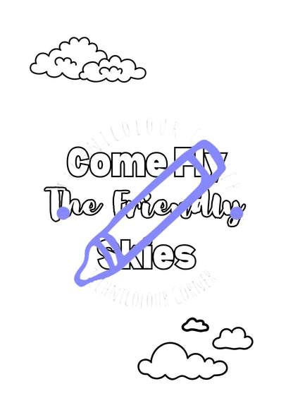 a colouring page of quotes from cabin pressure