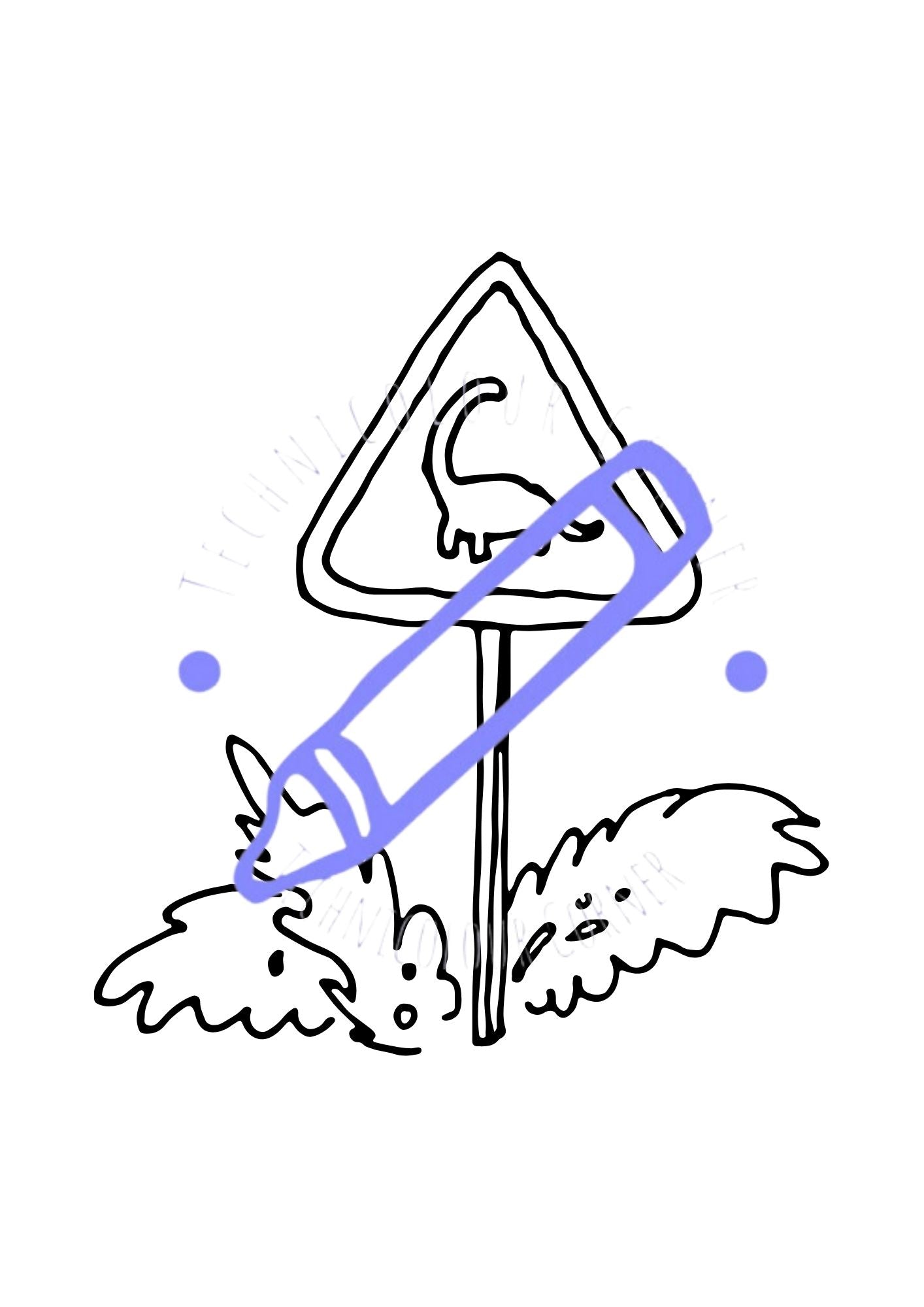 a sign to beware of dinosaurs as a colouring page