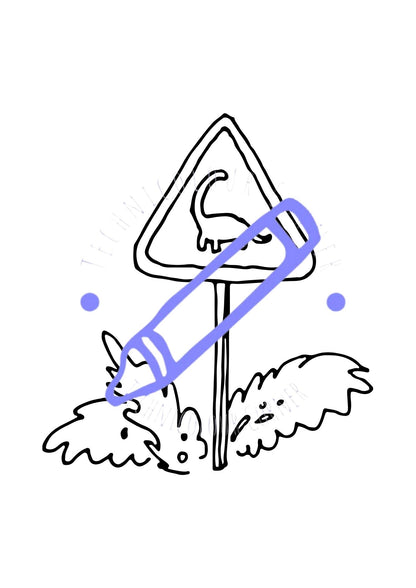 a sign to beware of dinosaurs as a colouring page