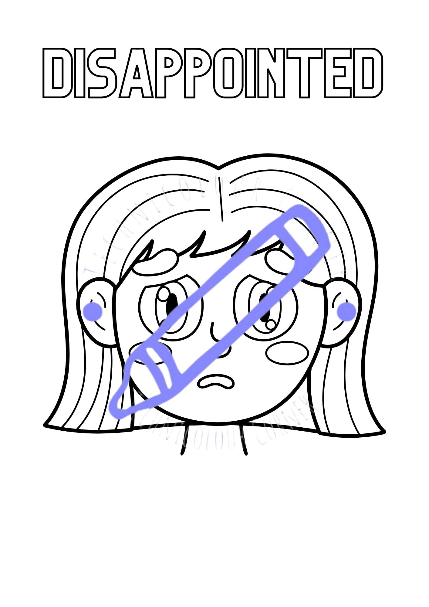 a colouring page of disappointment 