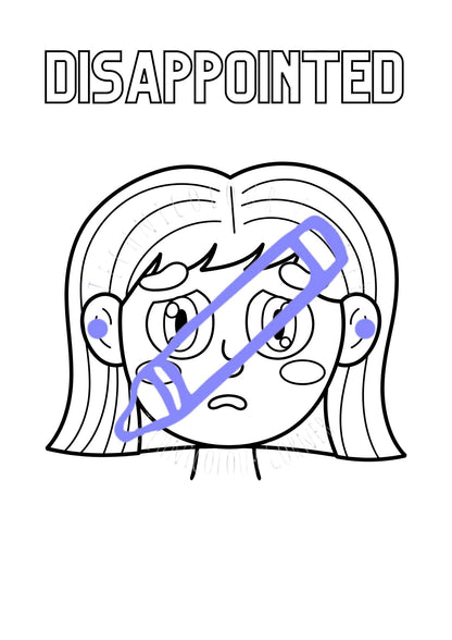a colouring page of disappointment 
