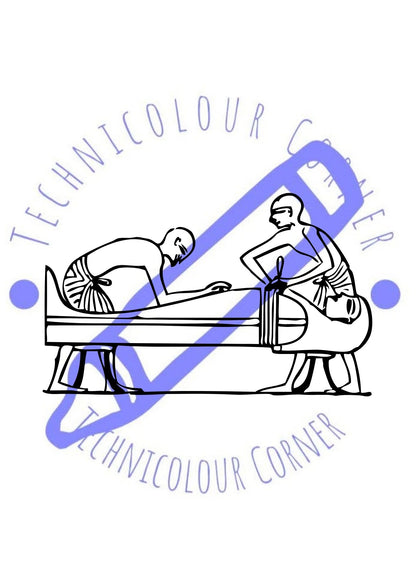 colouring page of egyptians mummifying a person