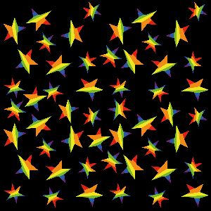 Colorful star pattern on a black background