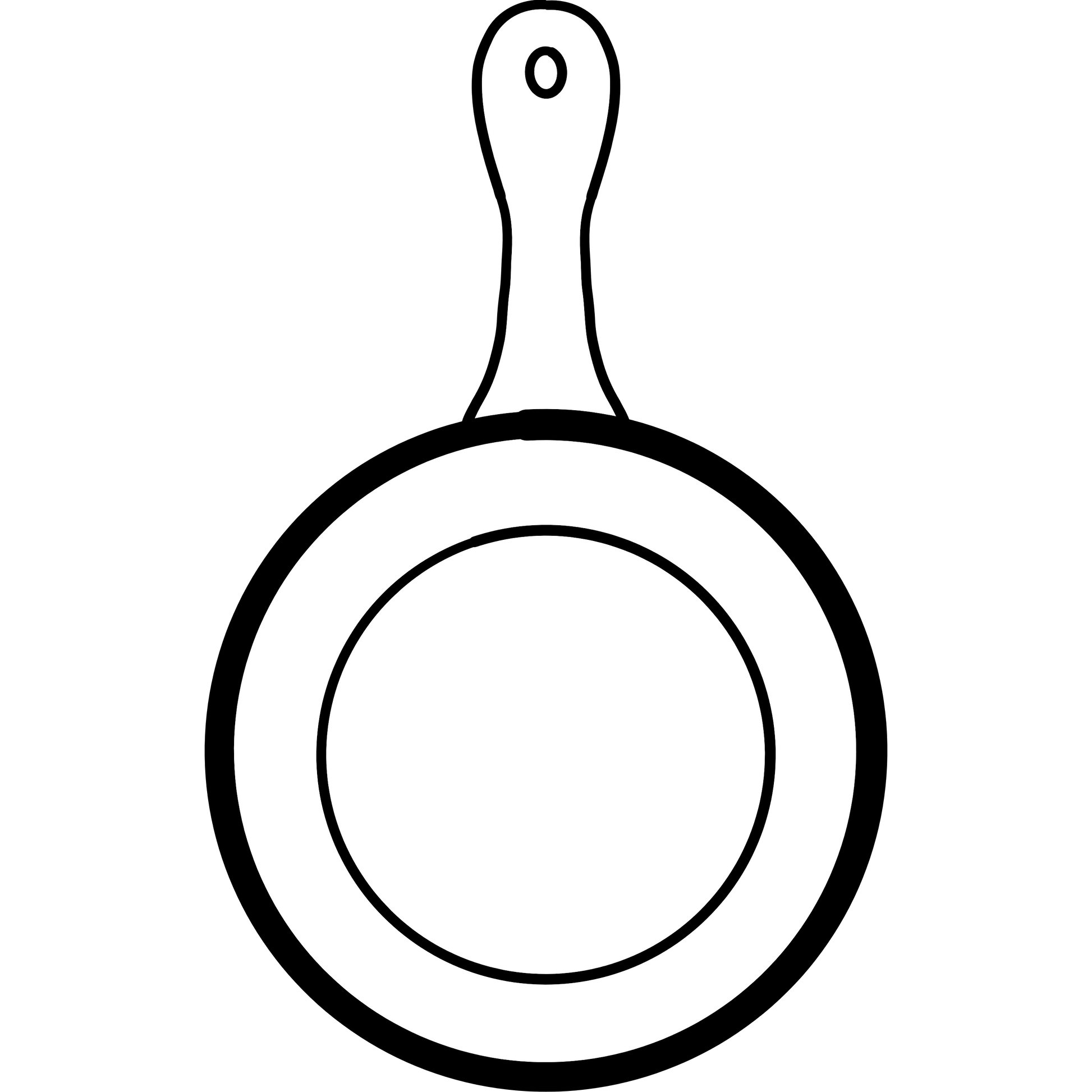 Black outline of a frying pan on a white background