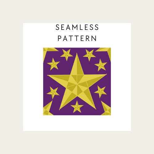 Seamless pattern with yellow stars on a purple background