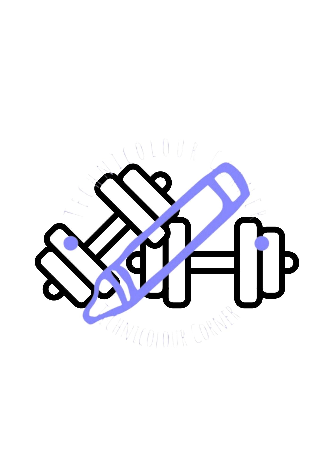 a pair of dumbell weights colouring page from a gym
