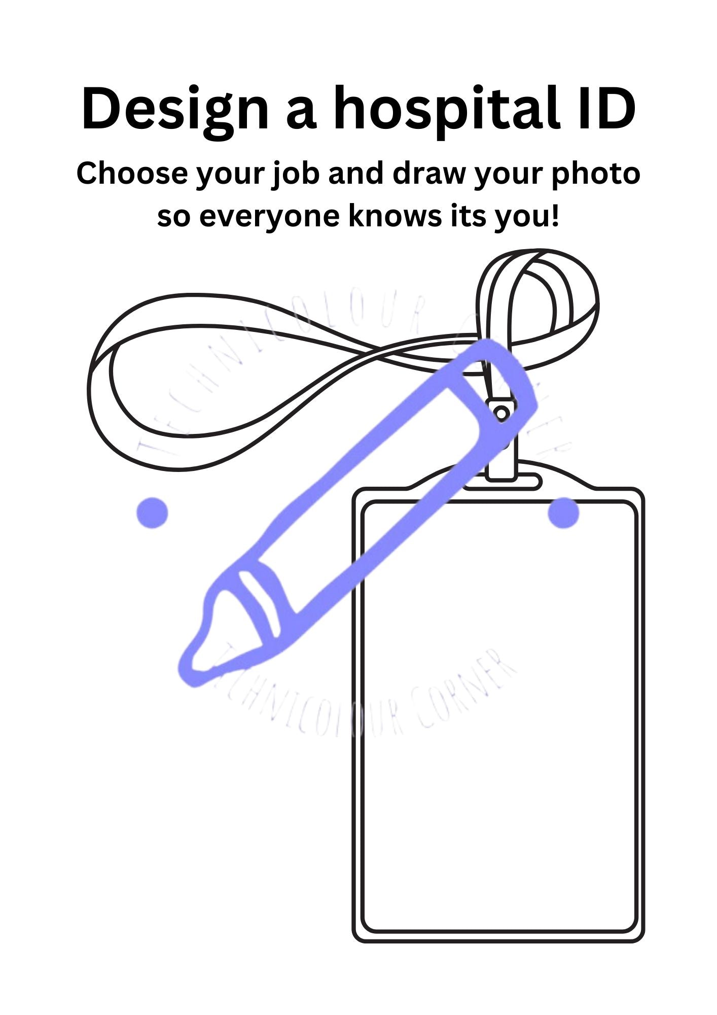 design your own hospital id badge for the hospital activity book