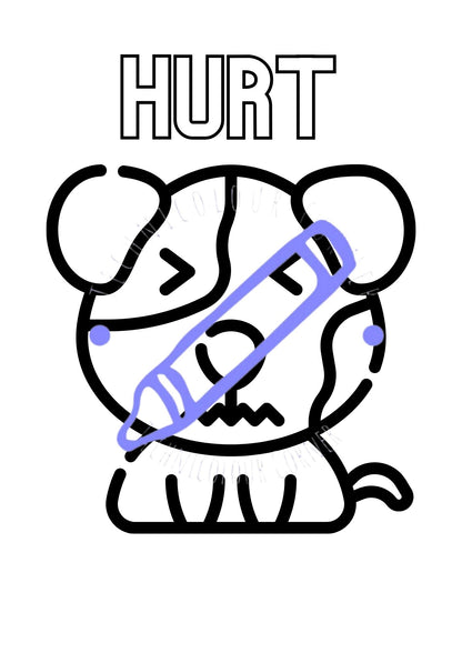 a colouring page showing the crux of an emotion