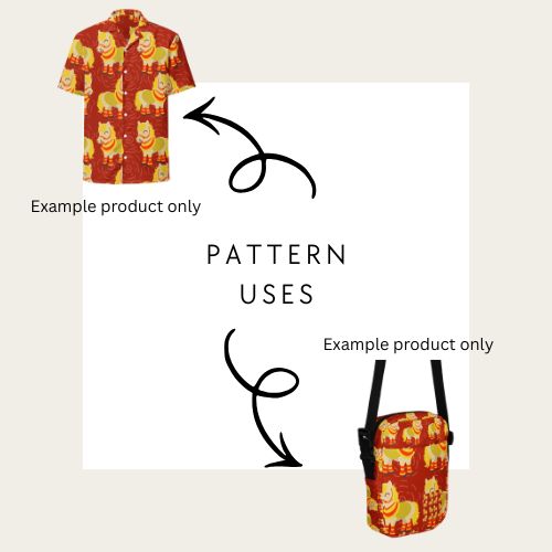 Examples of how to use the hand drawn seamless file from technicolour corner showing a horse celebrating lunar new year