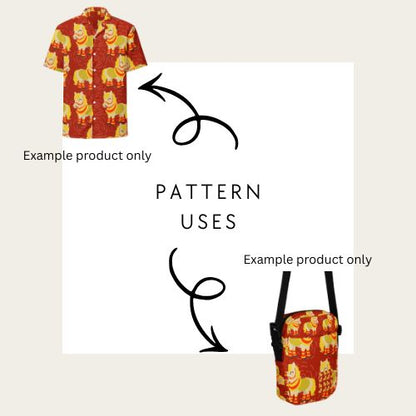 Examples of how to use the hand drawn seamless file from technicolour corner showing a horse celebrating lunar new year