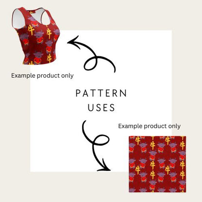 Examples of how to use the hand drawn seamless file from technicolour corner showing ox celebrating lunar new year