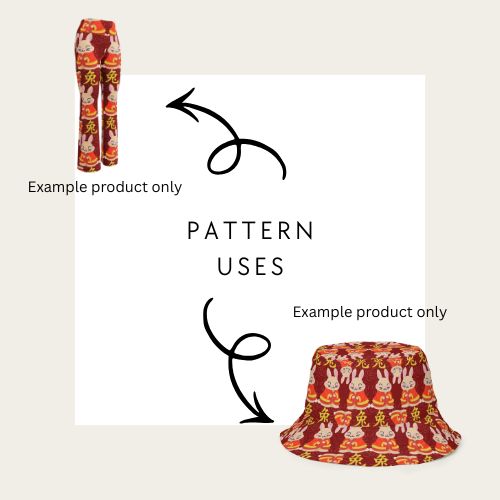 Examples of products that you can use technicolour corner's hand drawn seamless file on the lunar new year of the rabbit