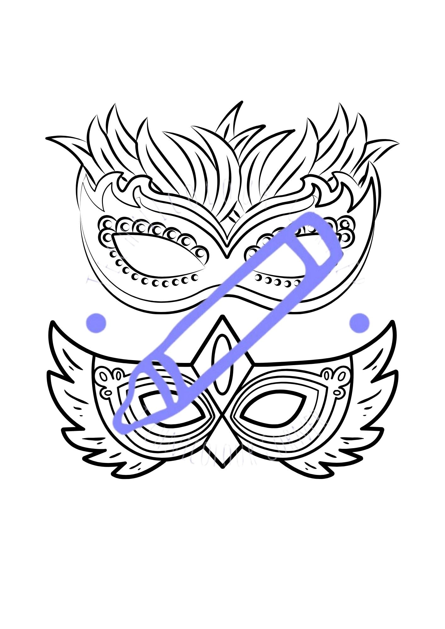 a pair of masquerade masks colouring pages