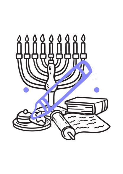 Colouring page from the technicolour corner colouring book in Hanukkah