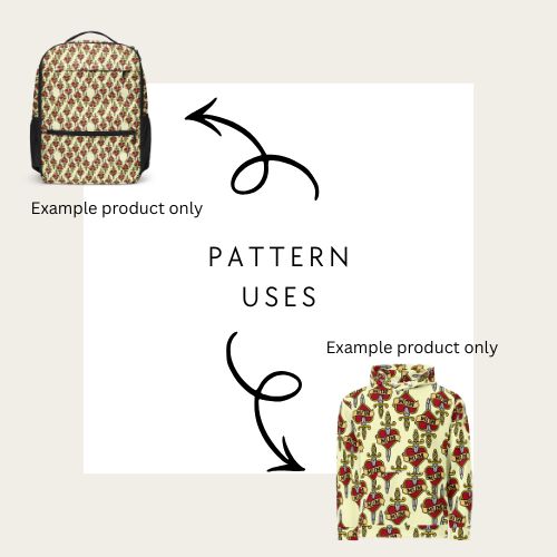 Examples of how to use the hand drawn seamless file from technicolour corner showing tattoo hearts with daggers saying mum