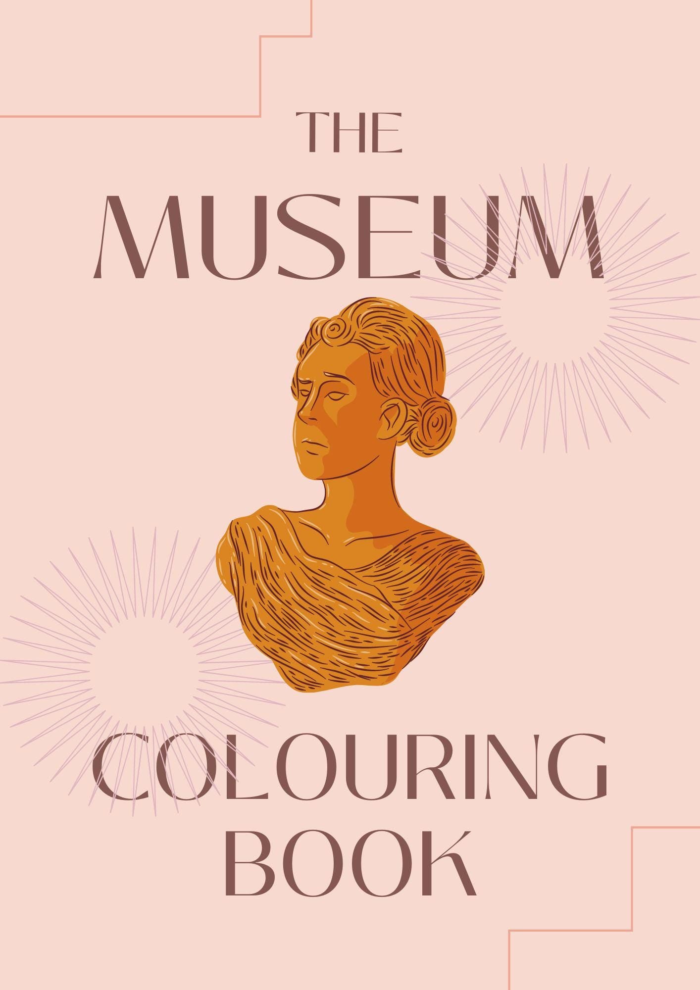 Cover of 'The Museum Colouring Book' featuring an illustration of a classical statue.