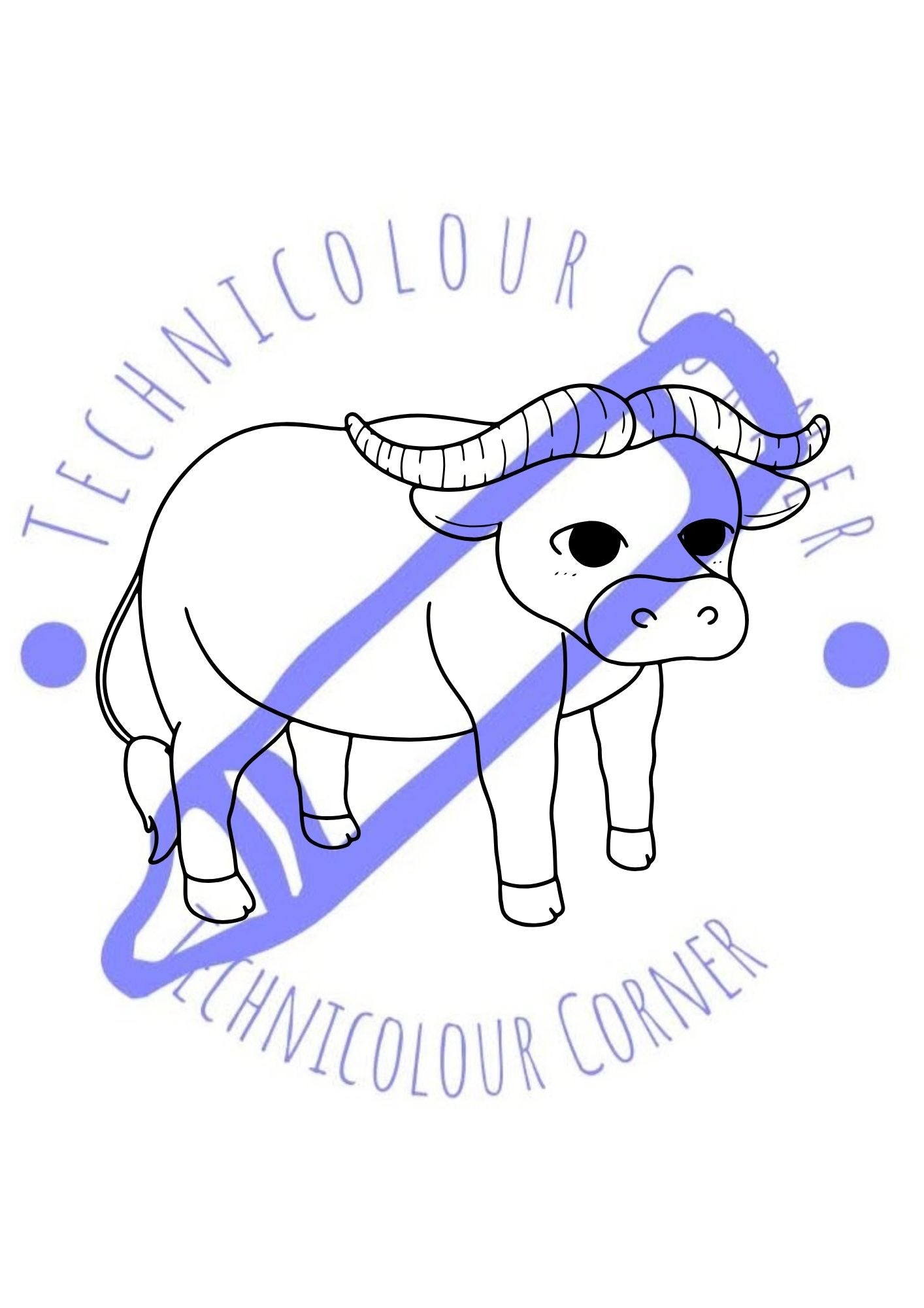 colouring page of a cartoon ox