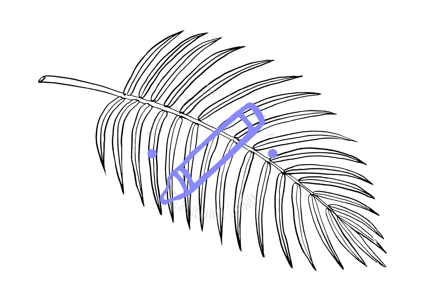 line art of black and white palm leaf