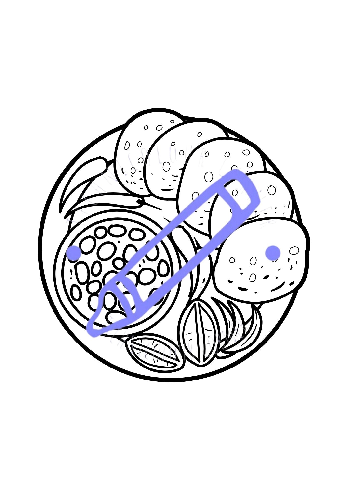 a plate full of food colouring page
