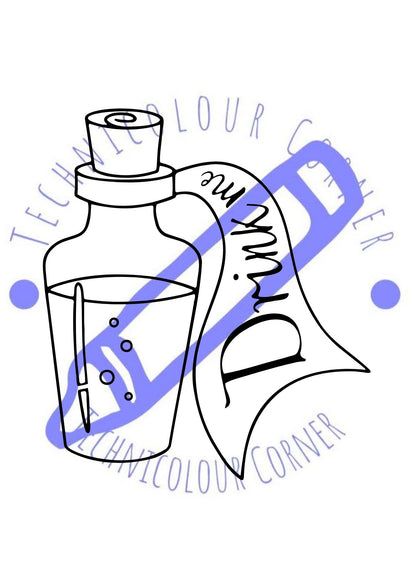 drink me potion from alice in wonderland colouring page