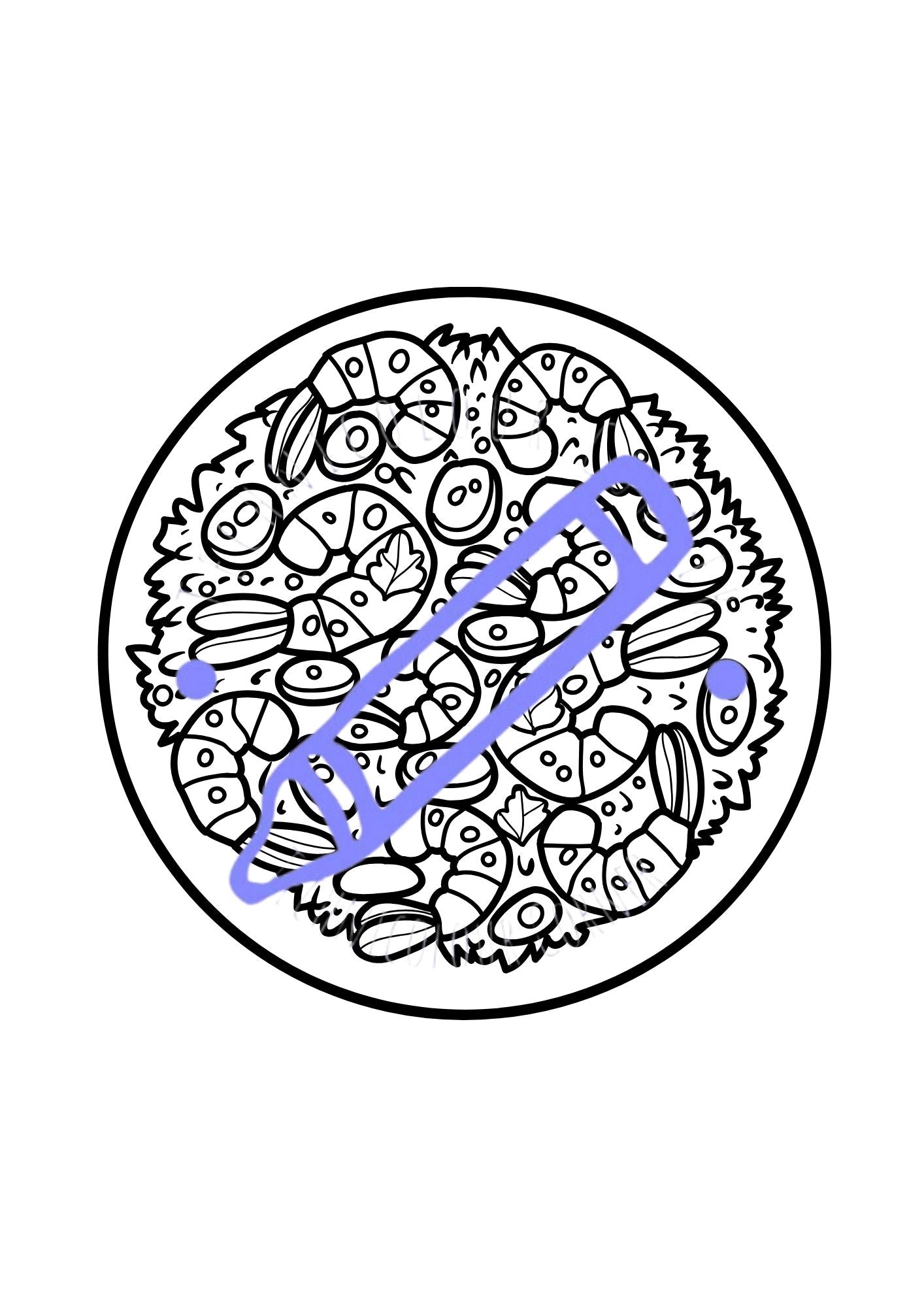 Prawn Salad Meal Colouring Page
