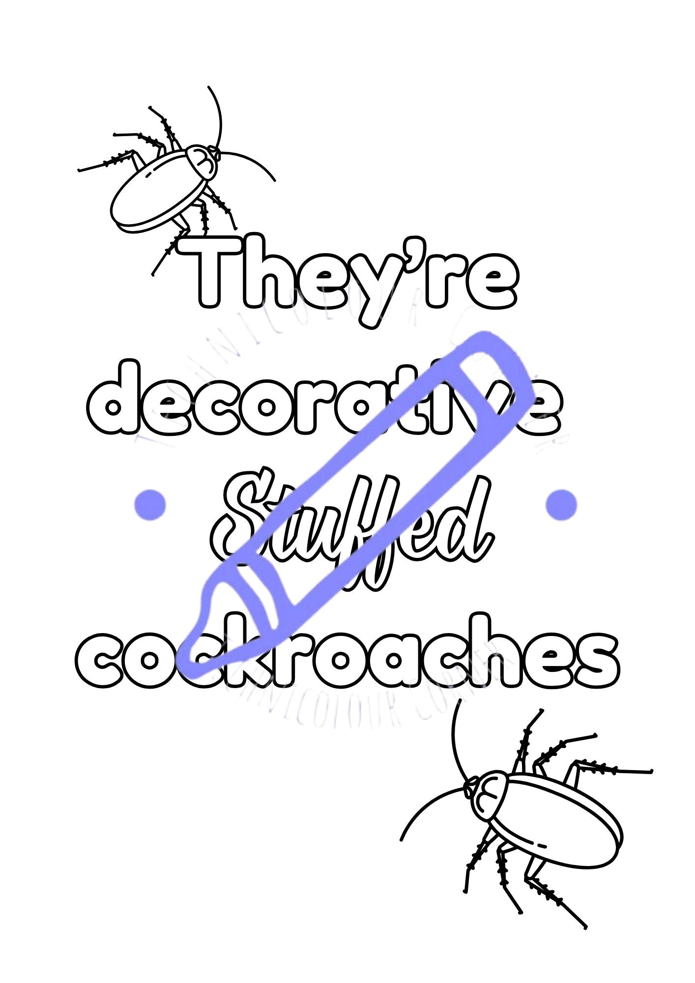 a quote from cabin pressure with cockroaches in colouring page