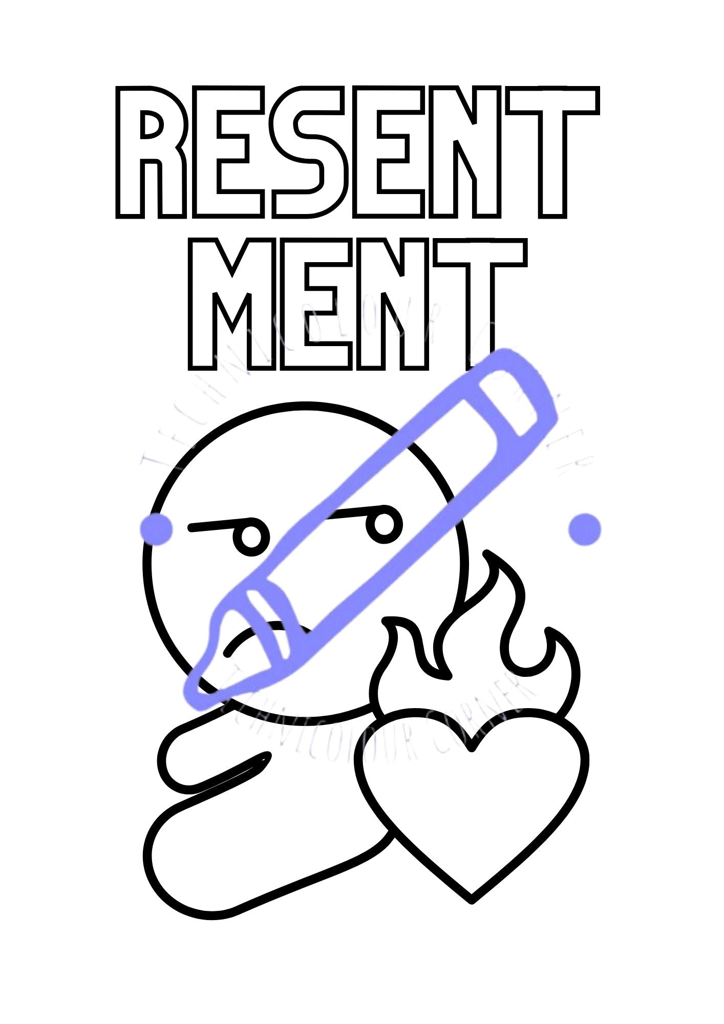 a colouring page of resentment 