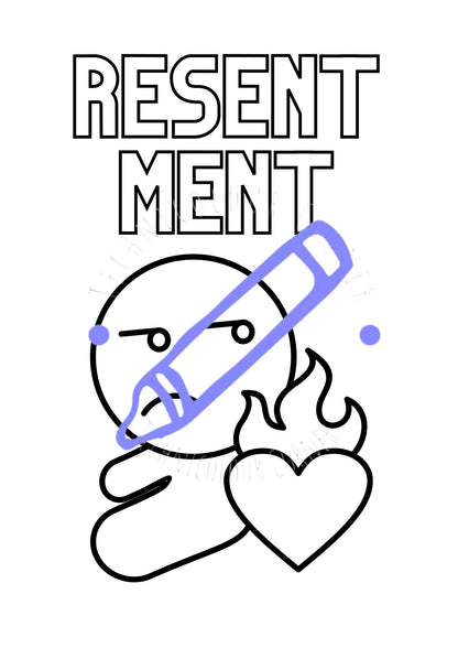 a colouring page of resentment 