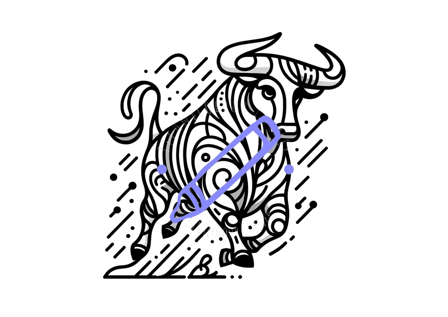 abstract bull colouring page