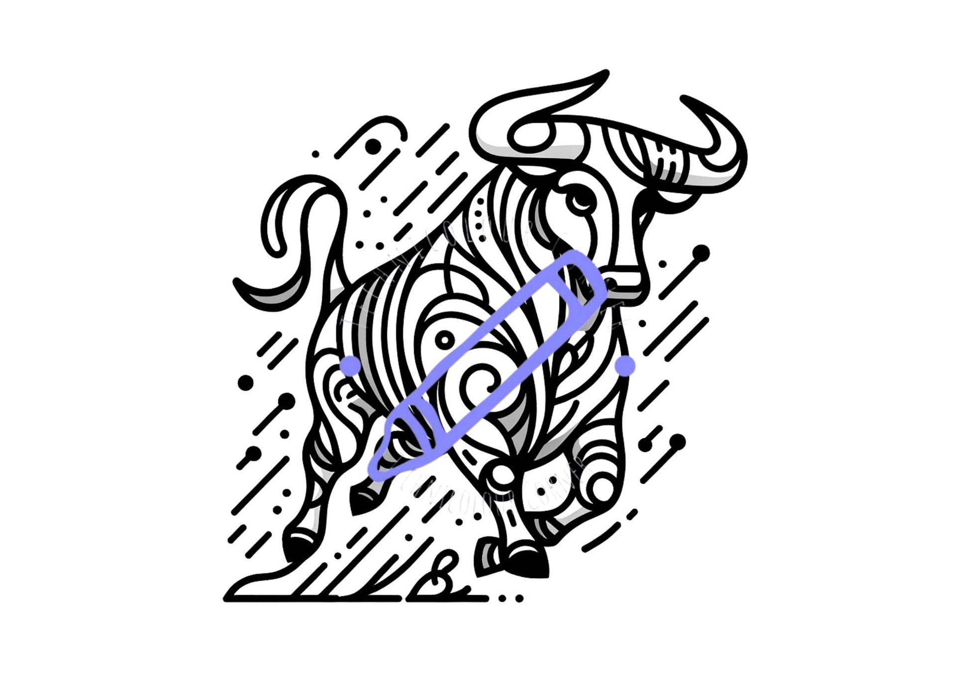 abstract bull colouring page