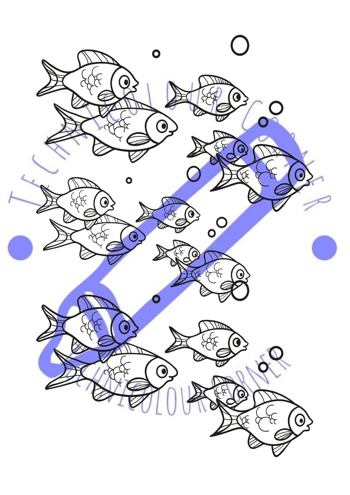 fish shoal colouring page