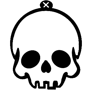Black skull with a cross on the head on a white background gift tag