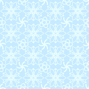Pattern of white snowflakes on a light blue background