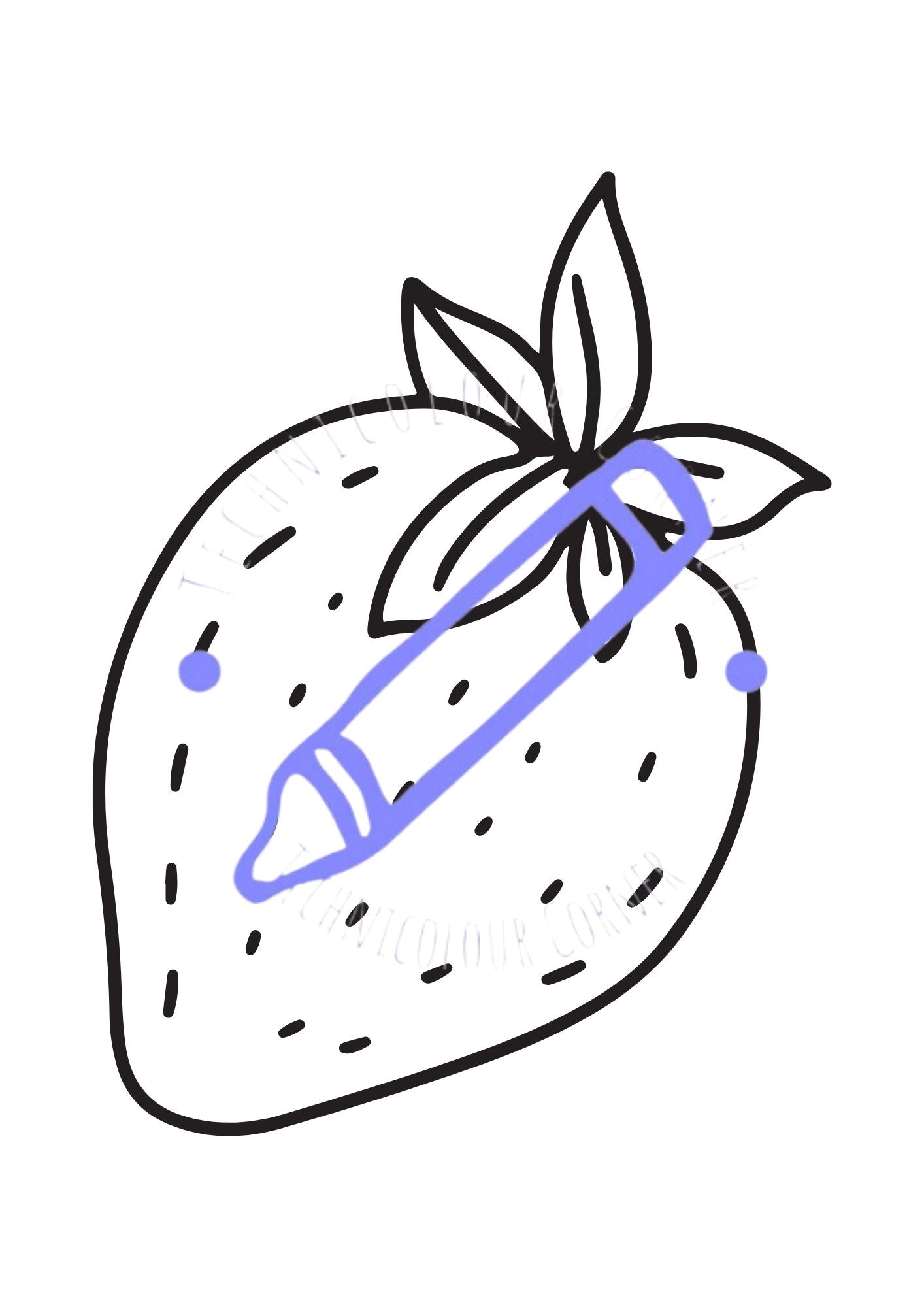 a colouring page of a strawberry