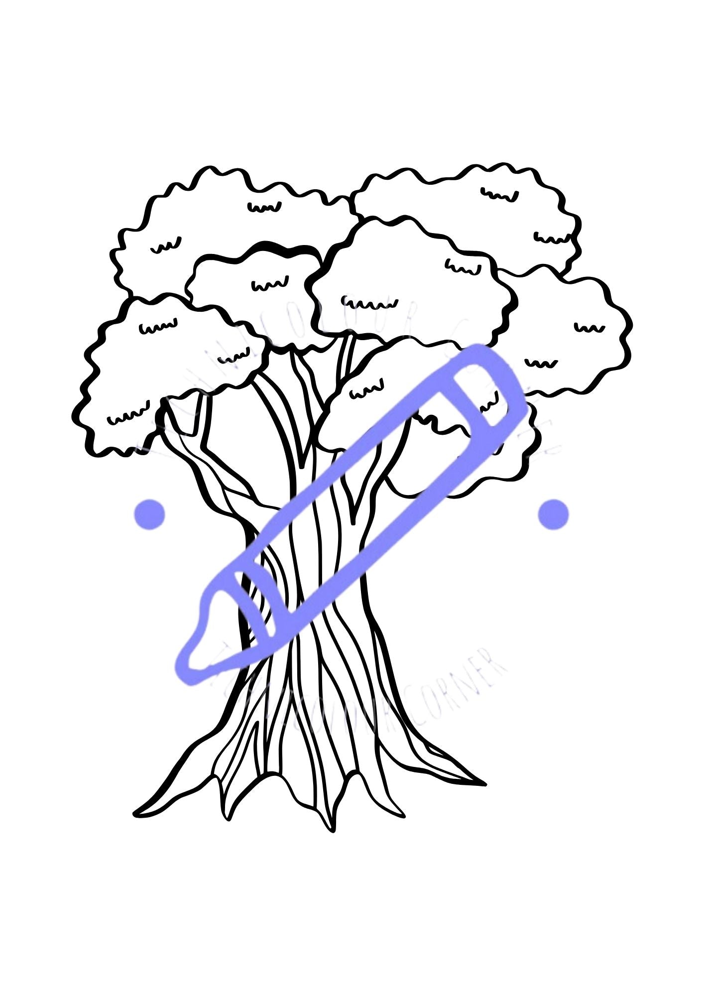 colouring page of a tree