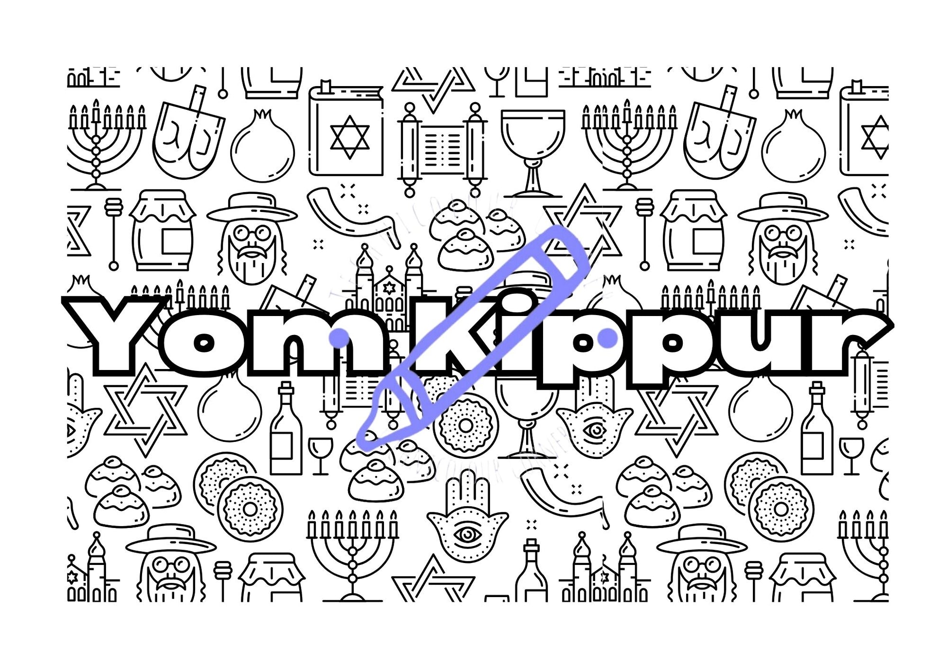 colouring page from technicolour corner to celebrate yom kippur